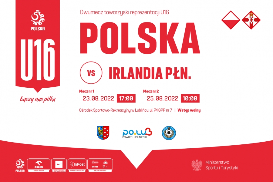 Dwumecz towarzyski U16 Polska - Irlandia Płn. w Lublińcu